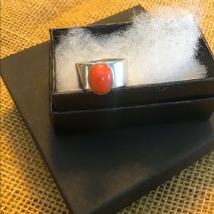Vintage Navajo hallmarked orange spiny ring size 7